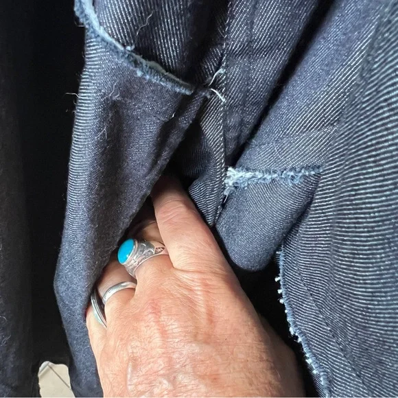 Moyuru Indigo Denim Collard Trench Coat 100% Cotton Japanese 213487 M One Size - Picture 7 of 16